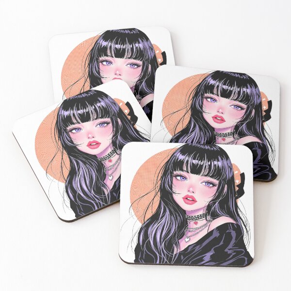 Item preview, Glam Pastel Goth Anime Girl Purple Eyes Portrait designed and sold by HeyChickasClubX.