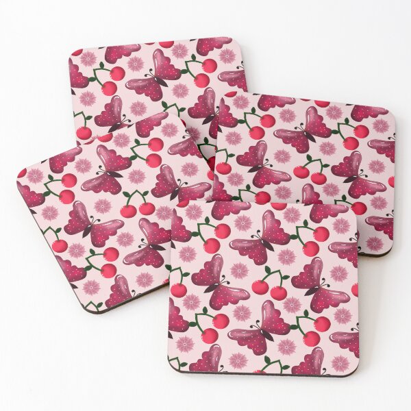 Item preview, Cherry Butterfly Kawaii Seamless Pattern designed and sold by HopeAndHustle.