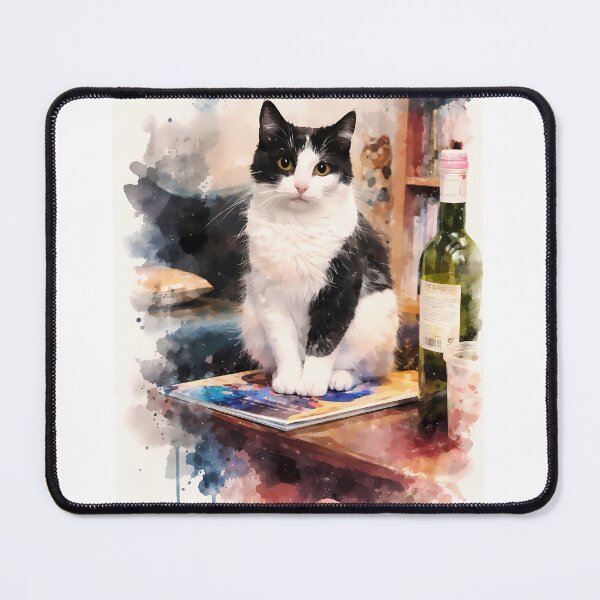 Artikelvorschau, Katze auf einem Tisch mit Wein entworfen und verkauft von cuprum.