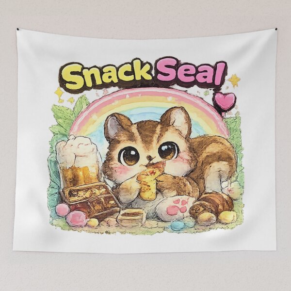 Item preview, Snack Seal – Cute Kawaii Seal with Cozy Treats designed and sold by Clothes With Smiling Animals Walt Gral.