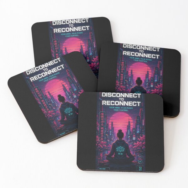 Item preview, Disconnect To Reconnect Cyberpunk Zen Meditation Neon City designed and sold by anandariki.
