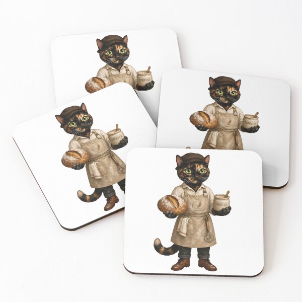Item preview, Frida the Tortoiseshell Cat Baker – Vintage Sourdough Illustration designed and sold by Martin's_Design.
