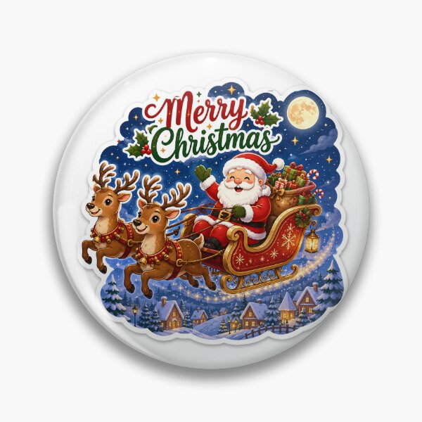 Item preview, Santa Sleigh Ride Merry Christmas Sticker Design designed and sold by stickyverselab.