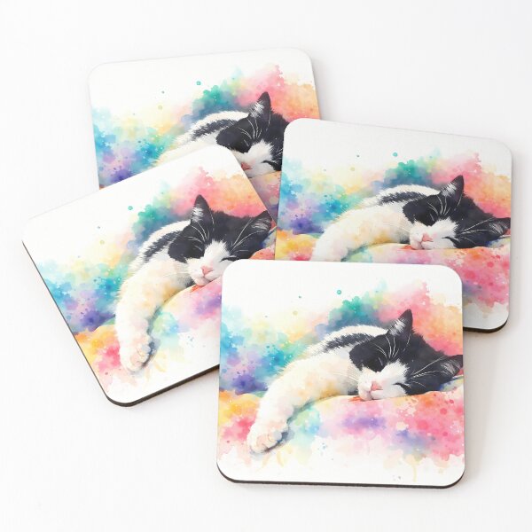 Item preview, Cat Sleeping in Colorful Splashes designed and sold by cuprum.