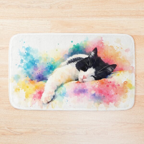 Item preview, Cat Sleeping in Colorful Splashes designed and sold by cuprum.