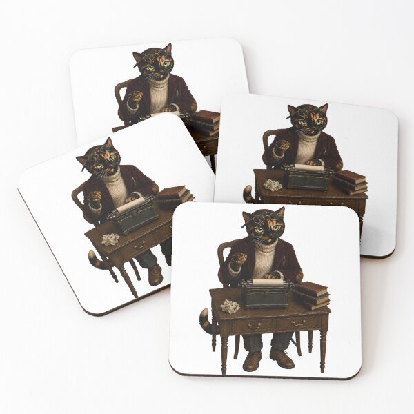 Item preview, Frida the Tortoiseshell Cat Writer – Vintage Literary Typewriter Illustration designed and sold by Martin's_Design.