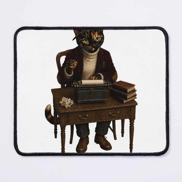 Item preview, Frida the Tortoiseshell Cat Writer – Vintage Literary Typewriter Illustration designed and sold by Martin's_Design.