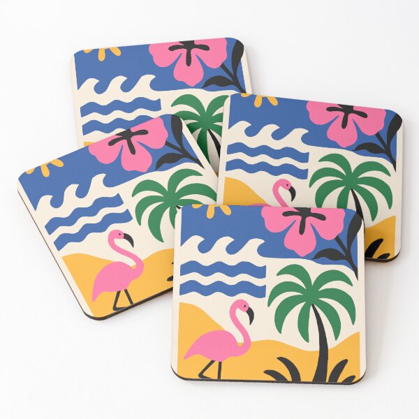 Item preview, Modern Tropical Flamingo - Abstract Pink Hibiscus Coastal Art designed and sold by AliAltinelArt.