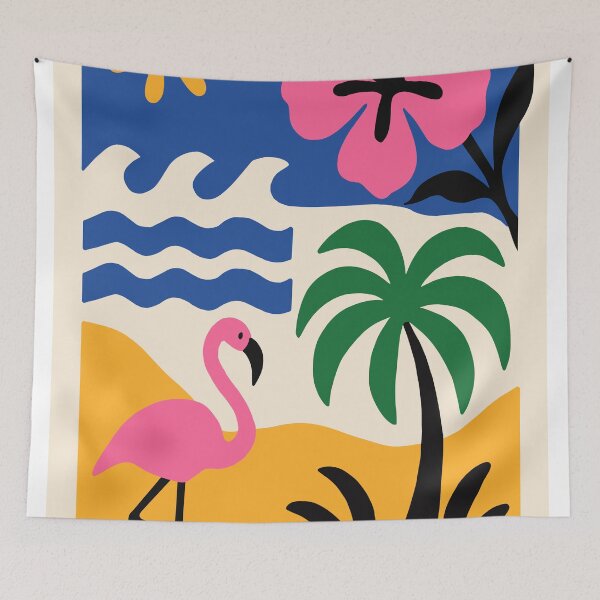 Item preview, Modern Tropical Flamingo - Abstract Pink Hibiscus Coastal Art designed and sold by AliAltinelArt.