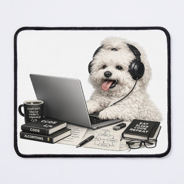 Item preview, Funny Coding Bolognese Dog – Realistic Programmer Puppy designed and sold by YamiSociety.