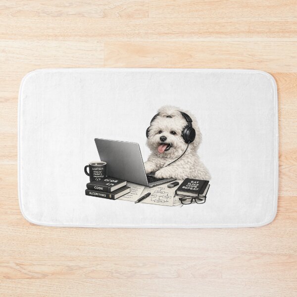 Item preview, Funny Coding Bolognese Dog – Realistic Programmer Puppy designed and sold by YamiSociety.