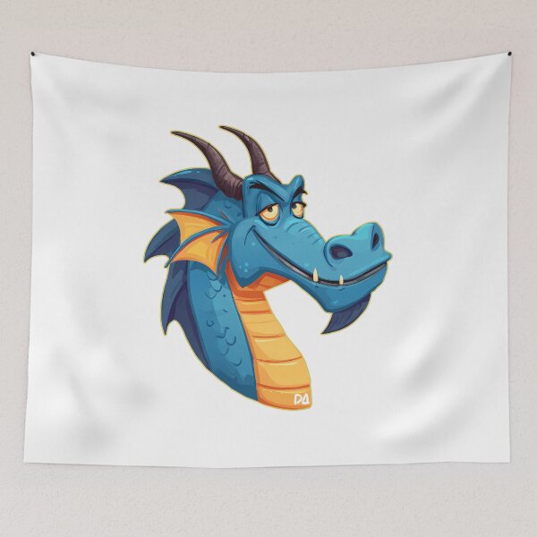 Item preview, Cool Blue Dragon Mascot Funny Mythical Creature Cartoon Design designed and sold by DesignArtist.ia.