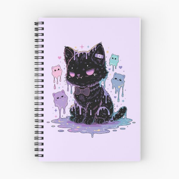 Item preview, Melting Black Cat Creepy Cute Pastel Goth Art designed and sold by HeyChickasClubX.