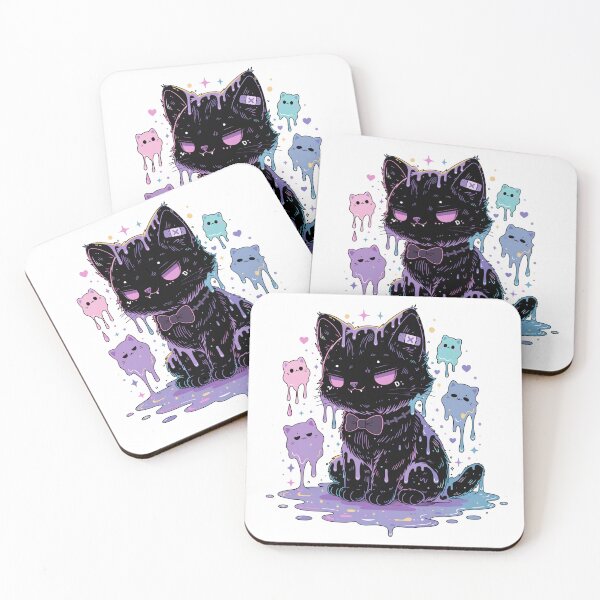 Item preview, Melting Black Cat Creepy Cute Pastel Goth Art designed and sold by HeyChickasClubX.