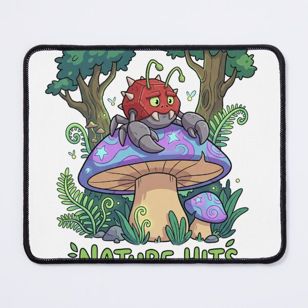 Item preview, Nature Hits Different — Grumpy Bug on Magic Mushroom Forest Cartoon Tee designed and sold by etzzee.