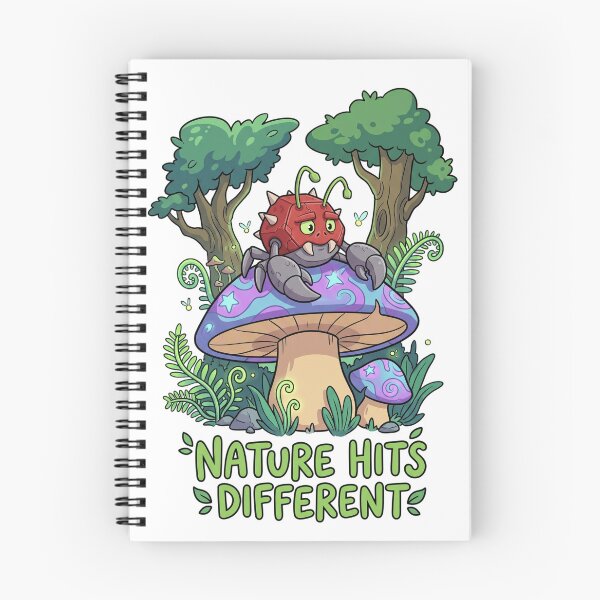 Item preview, Nature Hits Different — Grumpy Bug on Magic Mushroom Forest Cartoon Tee designed and sold by etzzee.