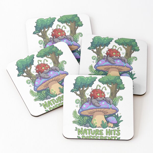 Item preview, Nature Hits Different — Grumpy Bug on Magic Mushroom Forest Cartoon Tee designed and sold by etzzee.