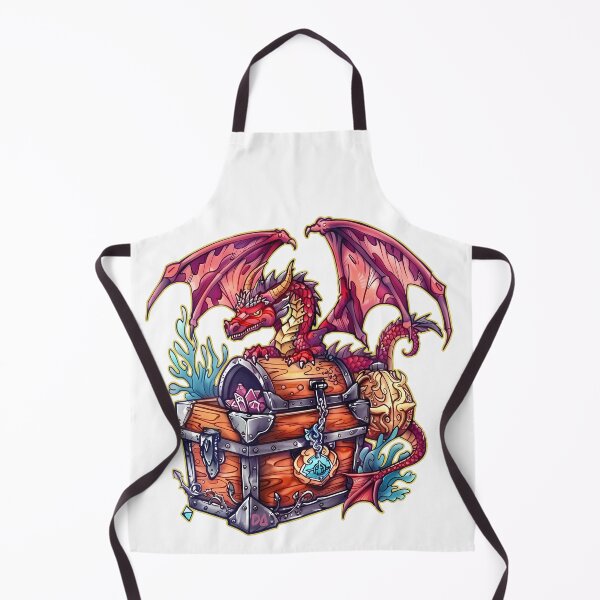 Item preview, Red Dragon Guarding Treasure Chest Epic Fantasy Crystal Illustration designed and sold by DesignArtist.ia.