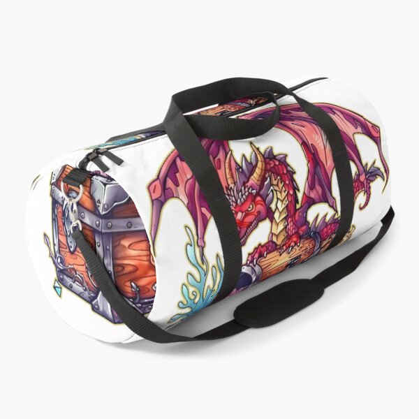 Item preview, Red Dragon Guarding Treasure Chest Epic Fantasy Crystal Illustration designed and sold by DesignArtist.ia.