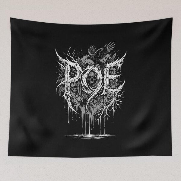 Item preview, POE Raven Skull Thorn Gothic Horror Lettering Design designed and sold by Fenay Designs.