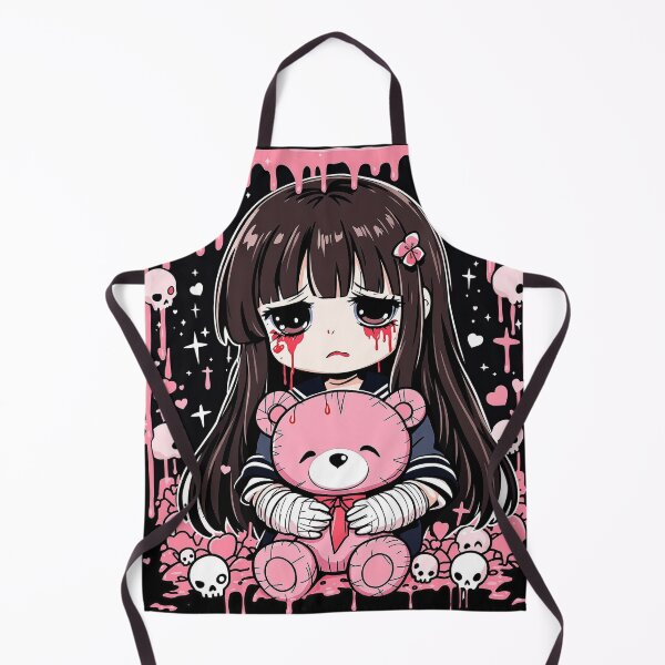 Item preview, Sad Creepy Cute Girl Holding Pink Teddy Bear designed and sold by HeyChickasClubX.