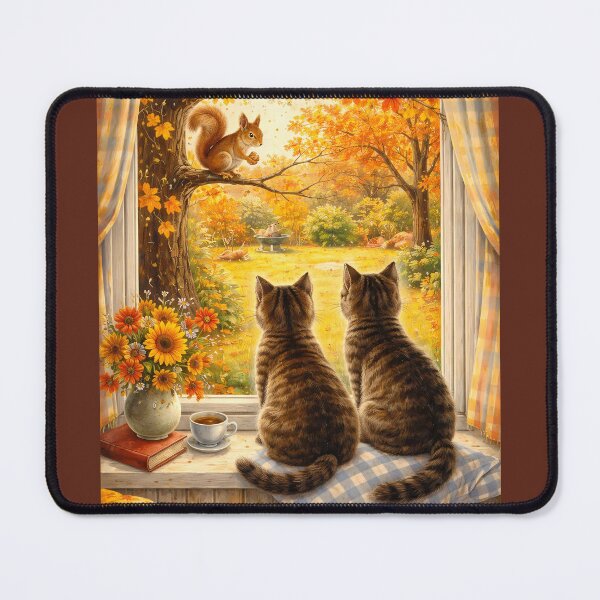 Item preview, Cats Watching a Squirrel in Autumn designed and sold by cuprum.