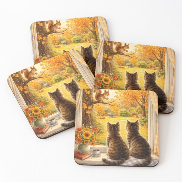 Item preview, Cats Watching a Squirrel in Autumn designed and sold by cuprum.