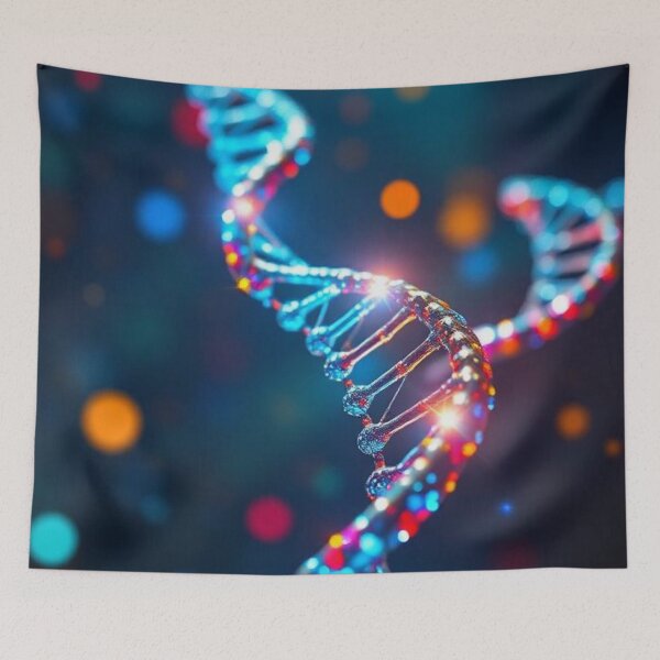 Item preview, DNA strand on multicolored blurred background designed and sold by RAISC.