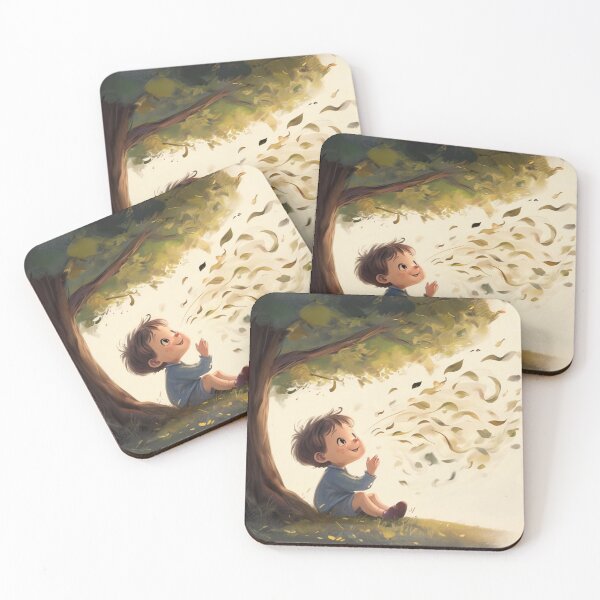 Item preview, Child Under the Tree With Falling Leaves designed and sold by digitalvibe4u.
