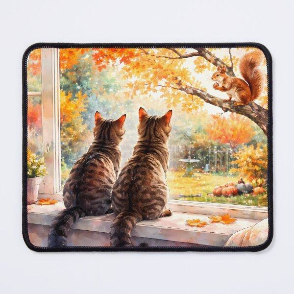 Item preview, Cats Watching a Squirrel designed and sold by cuprum.