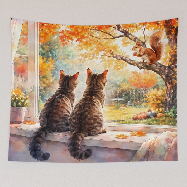 Item preview, Cats Watching a Squirrel designed and sold by cuprum.