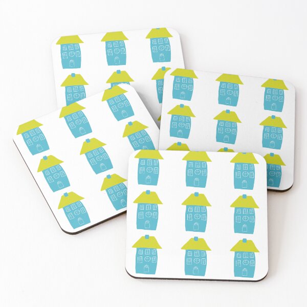 Item preview, Minimalist Blue & Yellow Houses – Scandinavian Style Pattern designed and sold by Kazewalk.