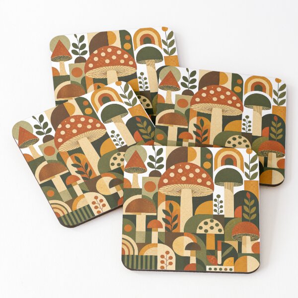 Item preview, Geometric Retro Mushroom Collage | Mid Century Mushroom Shapes designed and sold by Galskap.