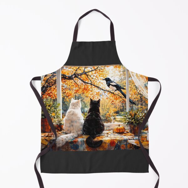 Item preview, Cats and Magpie in Autumn Window designed and sold by cuprum.