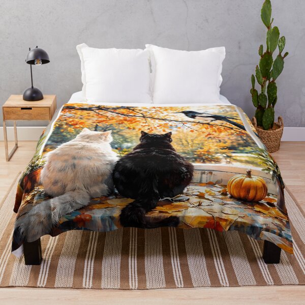Item preview, Cats and Magpie in Autumn Window designed and sold by cuprum.