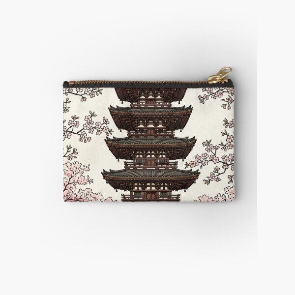 Item preview, Traditional Japanese Pagoda and Cherry Blossoms Ukiyo-e Style designed and sold by vekotpu.