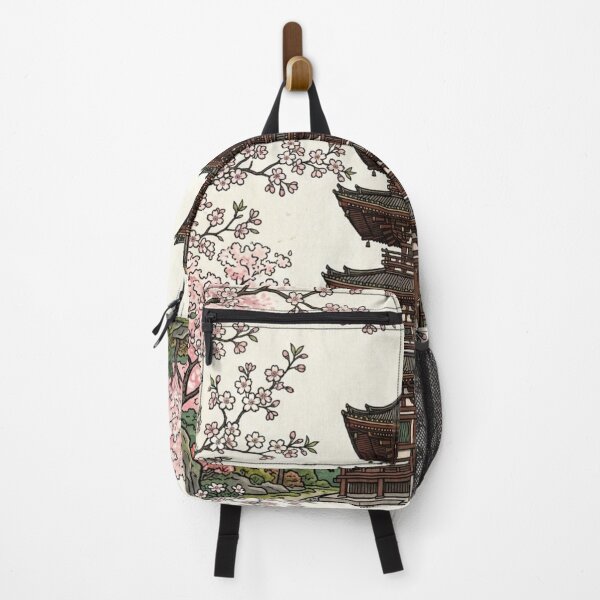 Item preview, Traditional Japanese Pagoda and Cherry Blossoms Ukiyo-e Style designed and sold by vekotpu.