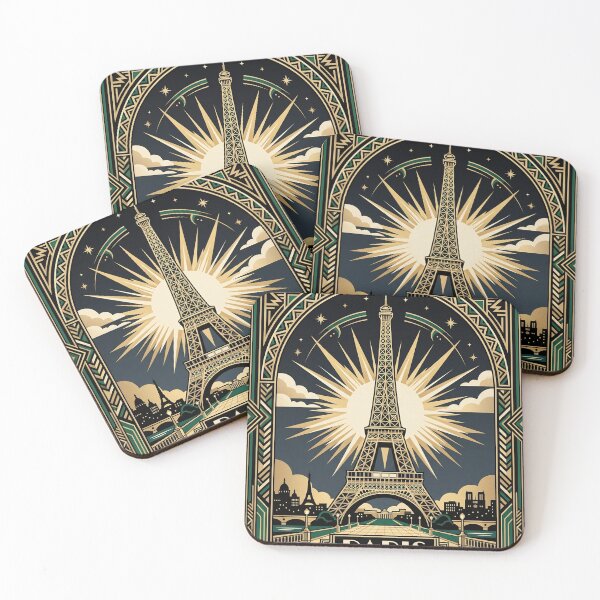 Item preview, Art Deco Eiffel Tower Paris Night Poster designed and sold by Koalangel.