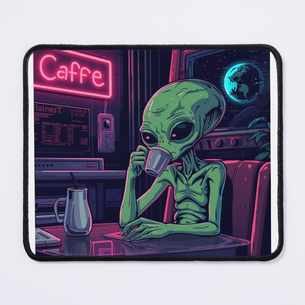 Item preview, Sleepy Alien Café – LoFi Space Coffee Vibes designed and sold by Concrete Calm.