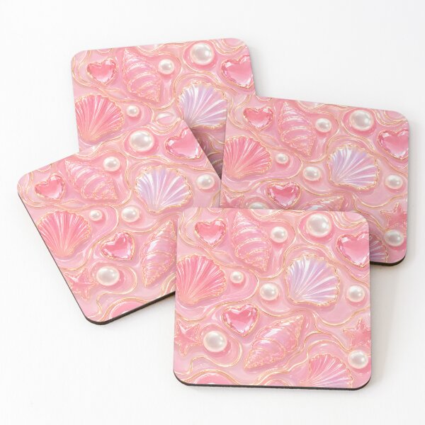 Item preview, Pink Golden Pearl Seashell Jelly Pattern designed and sold by PinkDream Studio.