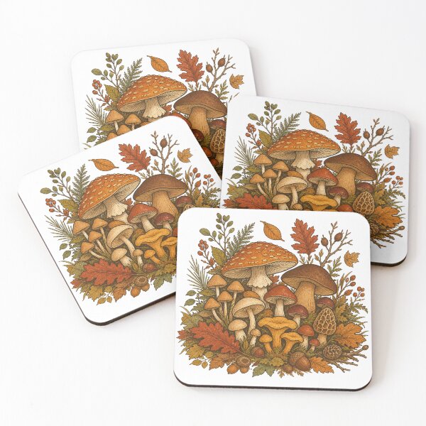 Item preview, Retro Autumn Mushroom Patch | Woodland Mushroom Ecosystem designed and sold by Galskap.