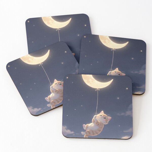 Item preview, Moon Balloon Cat – Dreamy Floating Cat Illustration designed and sold by Utsav kadia.