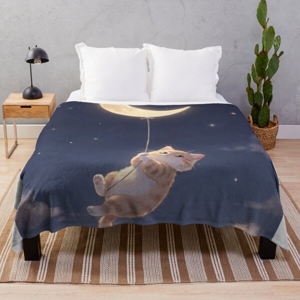 Item preview, Moon Balloon Cat – Dreamy Floating Cat Illustration designed and sold by Utsav kadia.