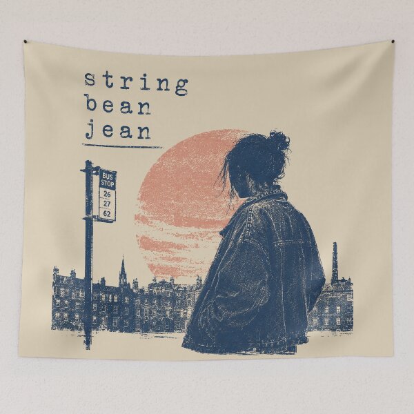 Item preview, String Bean Jean – Lo-Fi Indie Pop Vintage Screenprint Shirt designed and sold by DiamondSkyShirt.