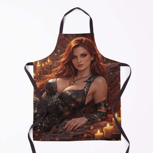 Item preview, Seductive Red-Haired Sorceress in Candlelight | Dark Fantasy Gothic Queen Art Print designed and sold by thor81pl.