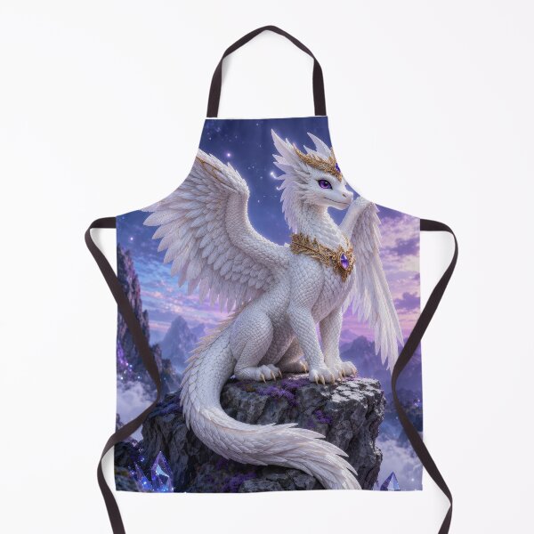 Item preview, White Dragon with Amethyst Jewels | Fantasy Winged Guardian Art designed and sold by DrakariArt.