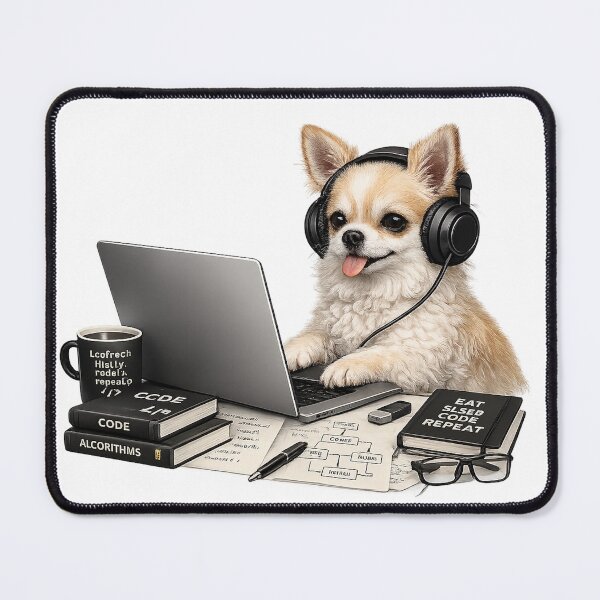 Item preview, Funny Coding Chihuahua – Realistic Programmer Dog designed and sold by YamiSociety.