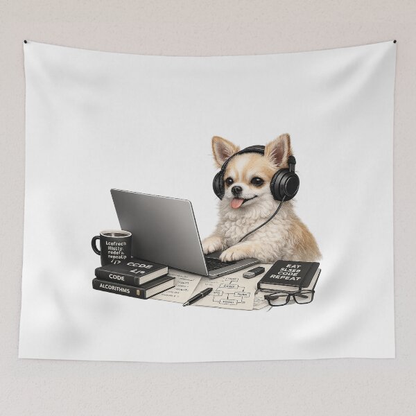Item preview, Funny Coding Chihuahua – Realistic Programmer Dog designed and sold by YamiSociety.