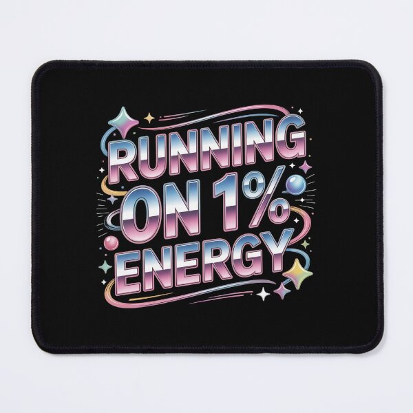 Item preview, Running on 1% Energy Retro Aesthetic Quote Shirt. Funny Low Battery Motivation Design designed and sold by Aarvya Fashion Club ( A.F.C ).