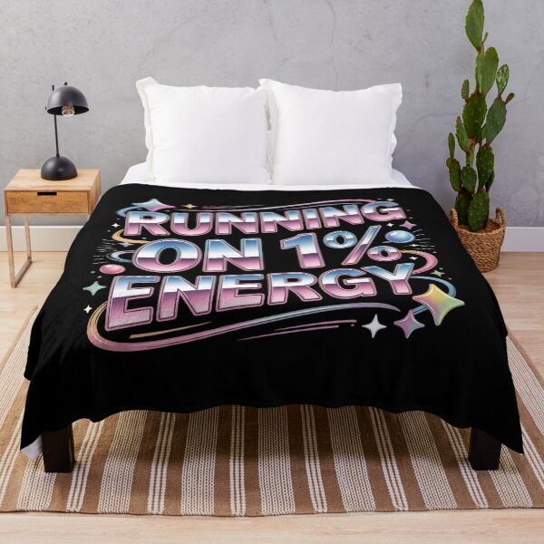 Item preview, Running on 1% Energy Retro Aesthetic Quote Shirt. Funny Low Battery Motivation Design designed and sold by Aarvya Fashion Club ( A.F.C ).